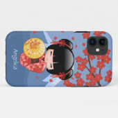 Red Sakura Kokeshi Doll - Cute Geisha Girl Case-Mate iPhone Case (Achterkant (horizontaal))