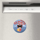 Red Sakura Kokeshi Doll - Cute Geisha Girl Magneet (Insitu (Vaatwasser))