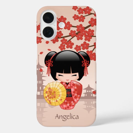 Red Sakura Kokeshi Doll - Japanese Geisha Case-Mate iPhone Case (Achterkant)