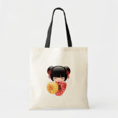 Red Sakura Kokeshi Doll - Japanse Geisha 2 Tote Bag (Voorkant)