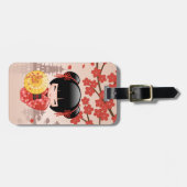 Red Sakura Kokeshi Doll - Japanse Geisha Bagagelabel (Voorkant horizontaal)