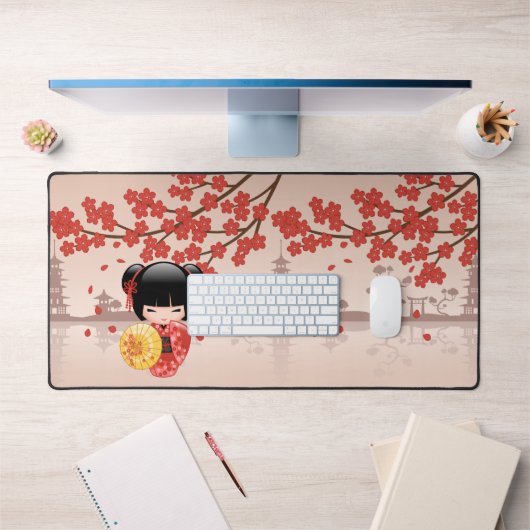 Red Sakura Kokeshi Doll - Japanse Geisha Bureaumat (Kantoor 1)