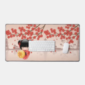 Red Sakura Kokeshi Doll - Japanse Geisha Bureaumat (Keyboard & Muis)