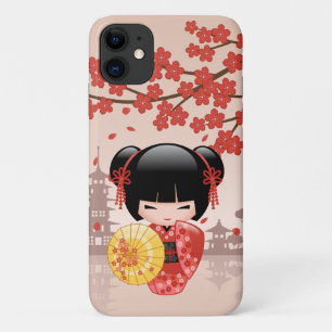 Red Sakura Kokeshi Doll - Japanse Geisha Case-Mate iPhone Case
