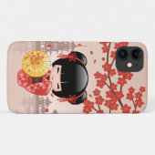 Red Sakura Kokeshi Doll - Japanse Geisha Case-Mate iPhone Case (Achterkant (horizontaal))