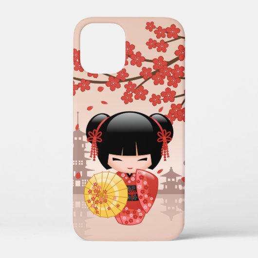 Red Sakura Kokeshi Doll - Japanse Geisha Case-Mate iPhone Case (Achterkant)