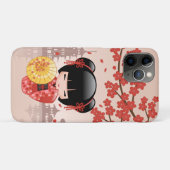 Red Sakura Kokeshi Doll - Japanse Geisha Case-Mate iPhone Case (Achterkant (horizontaal))