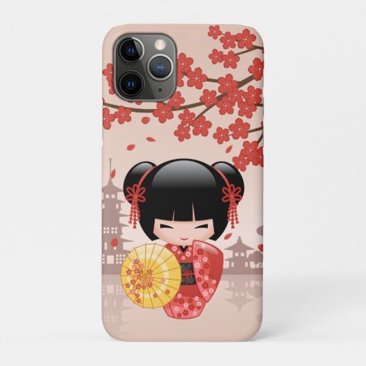 Red Sakura Kokeshi Doll - Japanse Geisha Case-Mate iPhone Case (Achterkant)