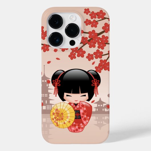 Red Sakura Kokeshi Doll - Japanse Geisha Case-Mate iPhone Case (Achterkant)