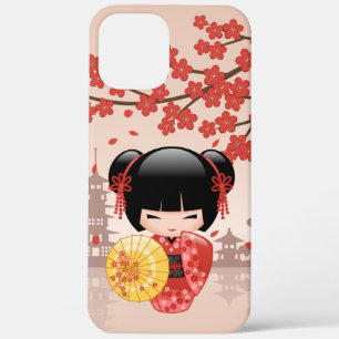 Red Sakura Kokeshi Doll - Japanse Geisha Case-Mate iPhone Case
