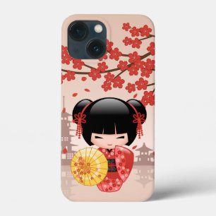 Red Sakura Kokeshi Doll - Japanse Geisha Case-Mate iPhone Case