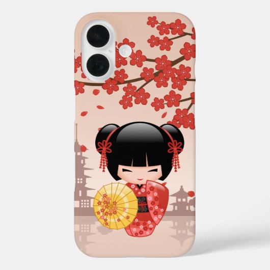 Red Sakura Kokeshi Doll - Japanse Geisha Case-Mate iPhone Case (Achterkant)