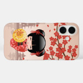 Red Sakura Kokeshi Doll - Japanse Geisha Case-Mate iPhone Case (Achterkant (horizontaal))