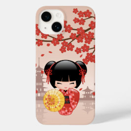 Red Sakura Kokeshi Doll - Japanse Geisha Case-Mate iPhone 14 Hoesje
