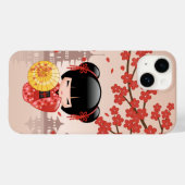 Red Sakura Kokeshi Doll - Japanse Geisha Case-Mate iPhone Case (Achterkant (horizontaal))