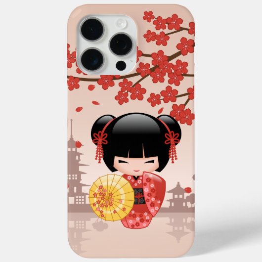 Red Sakura Kokeshi Doll - Japanse Geisha Case-Mate iPhone Case (Achterkant)