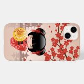 Red Sakura Kokeshi Doll - Japanse Geisha Case-Mate iPhone Case (Achterkant (horizontaal))