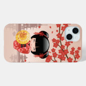 Red Sakura Kokeshi Doll - Japanse Geisha Case-Mate iPhone Case (Achterkant (horizontaal))