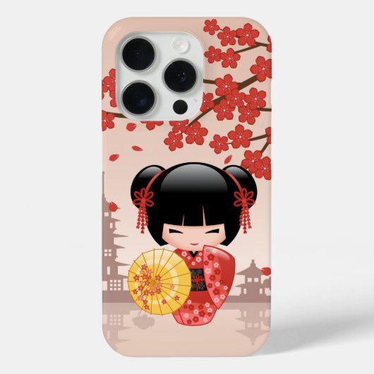 Red Sakura Kokeshi Doll - Japanse Geisha Case-Mate iPhone Case (Achterkant)