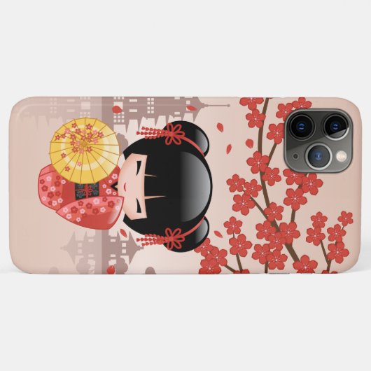 Red Sakura Kokeshi Doll - Japanse Geisha Case-Mate iPhone Case (Achterkant (horizontaal))