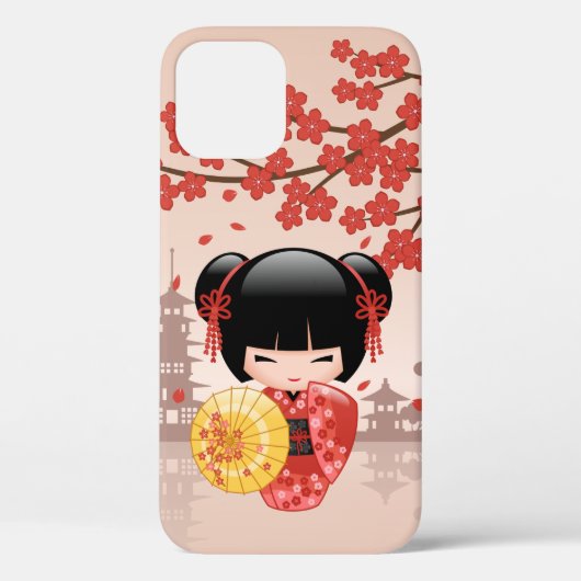 Red Sakura Kokeshi Doll - Japanse Geisha Case-Mate iPhone Case (Achterkant)