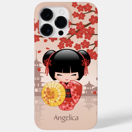 Red Sakura Kokeshi Doll - Japanse Geisha Case-Mate iPhone Case (Achterkant)