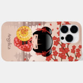 Red Sakura Kokeshi Doll - Japanse Geisha Case-Mate iPhone Case (Achterkant (horizontaal))