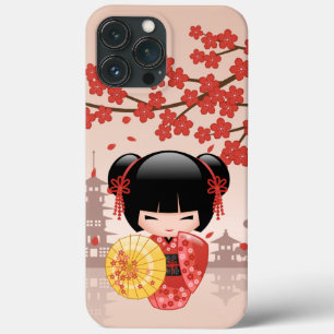 Red Sakura Kokeshi Doll - Japanse Geisha Case-Mate iPhone Case