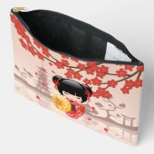 Red Sakura Kokeshi Doll - Japanse Geisha Etui (Open)
