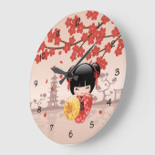 Red Sakura Kokeshi Doll - Japanse Geisha Grote Klok (Hoek)