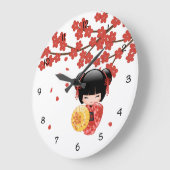 Red Sakura Kokeshi Doll - Japanse Geisha Grote Klok (Hoek)