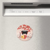 Red Sakura Kokeshi Doll - Japanse Geisha Magneet (Insitu (Vaatwasser))