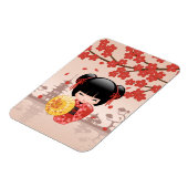 Red Sakura Kokeshi Doll - Japanse Geisha Magneet (Linkerzijde)