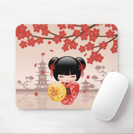 Red Sakura Kokeshi Doll - Japanse Geisha Muismat