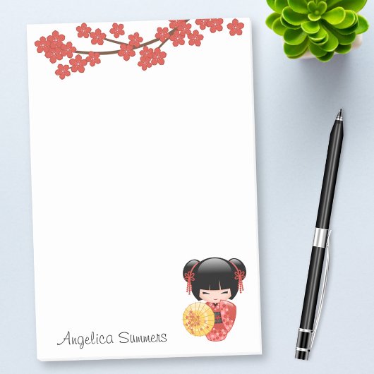 Red Sakura Kokeshi Doll - Japanse Geisha Post-it® Notes