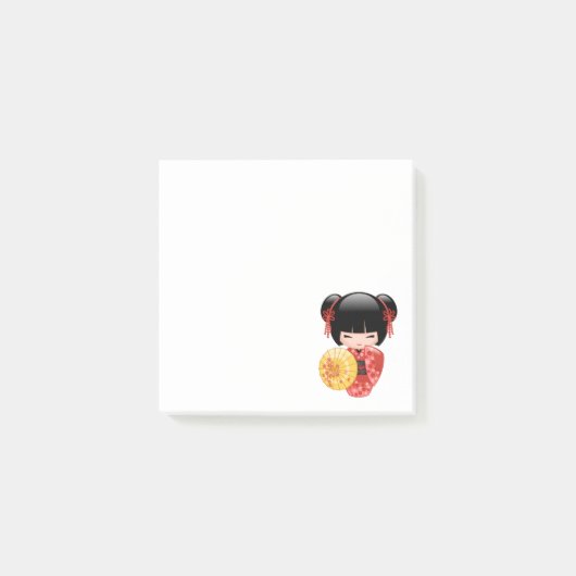 Red Sakura Kokeshi Doll - Japanse Geisha Post-it® Notes (Voorkant)