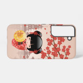 Red Sakura Kokeshi Doll - Japanse Geisha Samsung Galaxy Hoesje (Achterkant horizontaal)