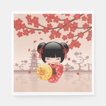 Red Sakura Kokeshi Doll - Japanse Geisha