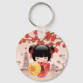 Red Sakura Kokeshi Doll - Japanse Geisha Sleutelhanger (Achterkant)