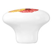 Red Sakura Kokeshi Doll - Stomme Japanse Geisha Keramische Knop (Zijkant)