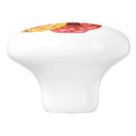 Red Sakura Kokeshi Doll - Stomme Japanse Geisha Keramische Knop (Zijkant)