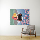 Red Sakura Kokeshi Doll - Stomme Japanse Geisha Wandkleed (In Situ (horizontaal))