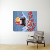 Red Sakura Kokeshi Doll - Stomme Japanse Geisha Wandkleed (In Situ (horizontaal))