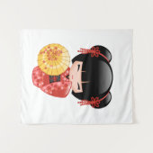 Red Sakura Kokeshi Doll - Stomme Japanse Geisha Wandkleed (Voorkant (horizontaal))