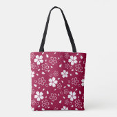 Red Sakura Pattern Canvas tas (Achterkant)