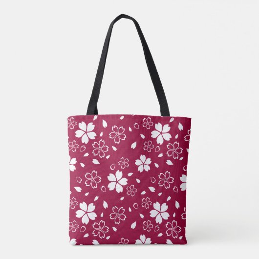 Red Sakura Pattern Canvas tas (Achterkant)