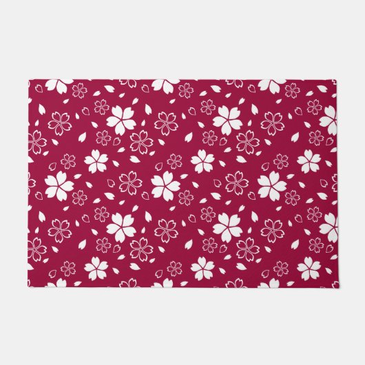 Red Sakura Pattern Deurmat (Voorkant)