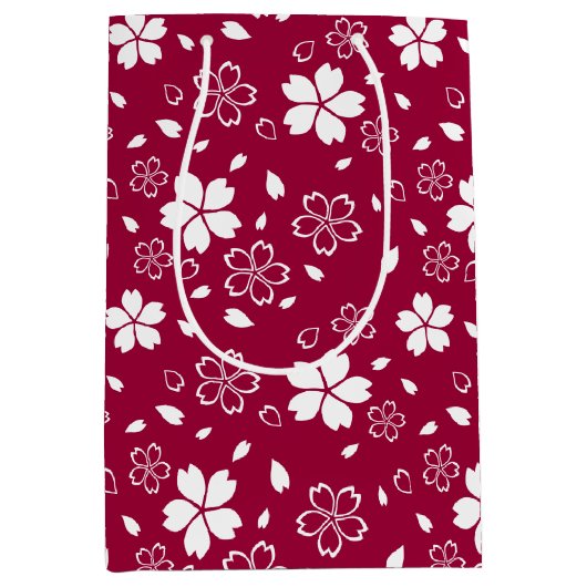 Red Sakura Pattern Medium Cadeauzakje (Voorkant)