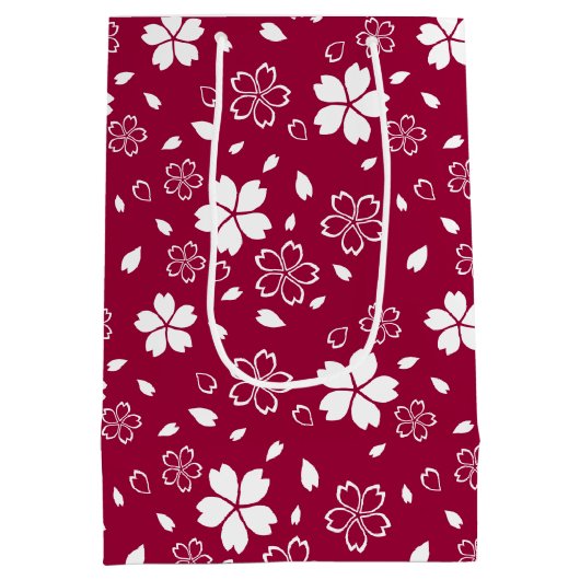 Red Sakura Pattern Medium Cadeauzakje (Achterkant)