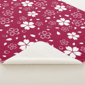 Red Sakura Pattern Sherpa Blanket Sherpa Deken (3/4)